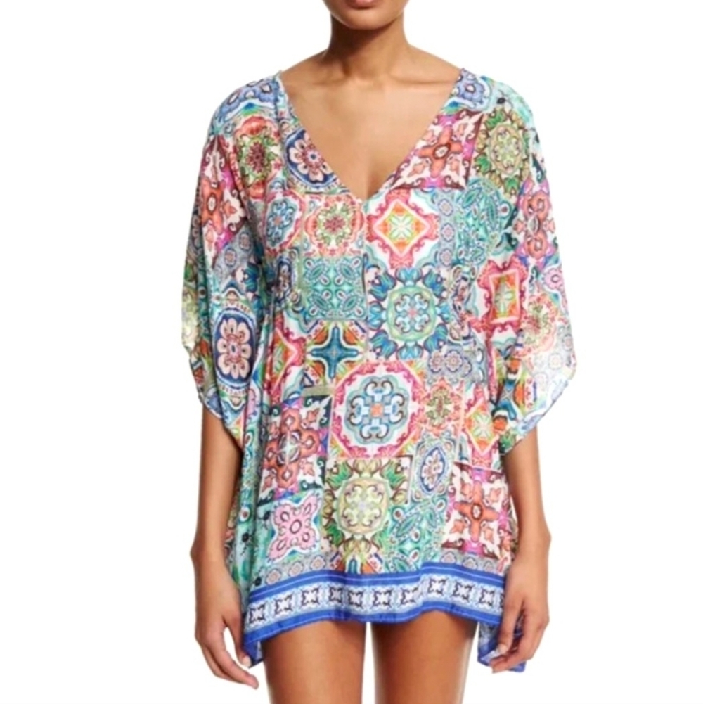 Nanette Lepore Greek tile multi-color swim cover up